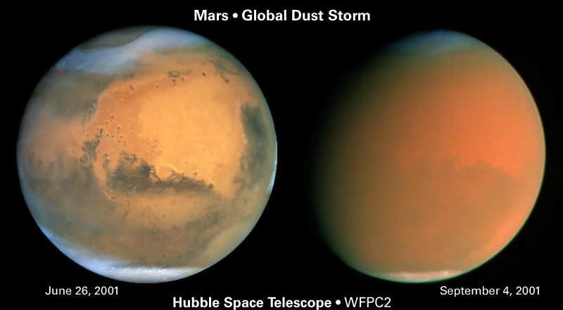 2018 Mars dust storm satellite view